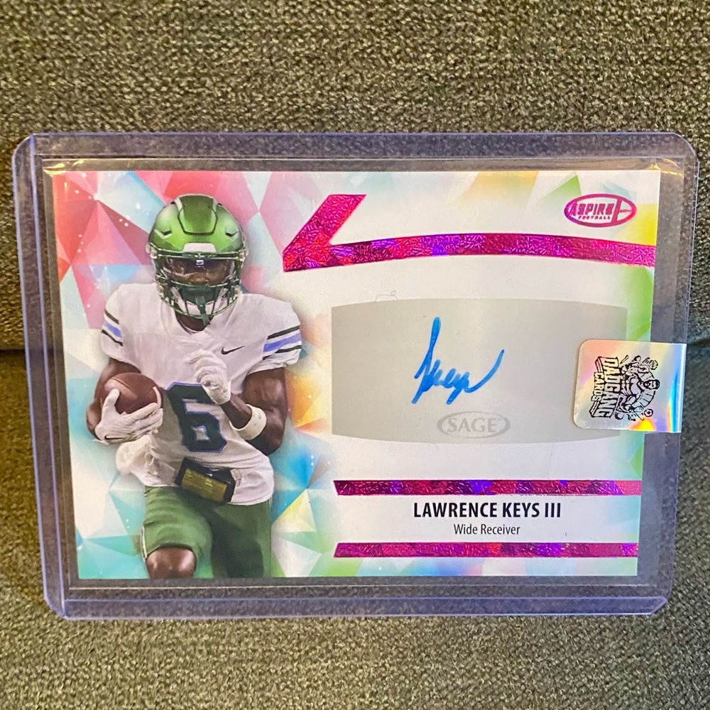 Sage Lawrence Keys lll autograph pink foil card, bills